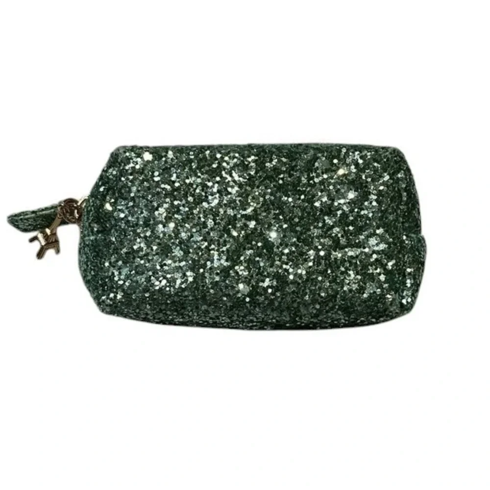 Too Faced La Petit To Go‎ Green Glitter Small Makeup Case with Paris Charm, New